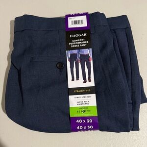 Haggar Men's Comfort Performance Dress Pants Straight Fit Flex Waistband Size 40